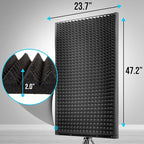 Pyle Microphone Isolation Panel with Height Adjustable Tripod Stand - High Density 2" Thick Foam Sound Dampening Wall - Foldable & Portable Mic Shield for Podcasts, Singing, Recording, Broadcasting