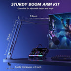 MAONO XLR/USB Dynamic Microphone Kit, RGB Podcast Mic with Software, Mute, Gain Knob, Volume Control, Boom Arm for Streaming, Gaming, Voice-Over, Recording-PD200XS Black