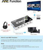 Kinivo HDMI Switch with Audio Extractor 560BNT (5 in 1 Out Hub, Toslink Optical Audio Port, SPDIF, 4K 60Hz Switcher, 18Gbps, IR Remote) - Compatible with Gaming Console, Cable TV, PC, Dolby Digital