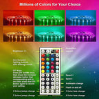 CHARKEE LED Lights for Bedroom 50 ft, Color Changing LED Strip Lights with 44-Key Remote, 12 Volt RGB SMD5050 Tape Lighting for Bedroom, Room Decor, Indoor,IG,TikTok,DIY(44key Remote)
