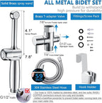 Handheld Bidet Sprayer for Toilet, Hand Held Bidet Attachment, Cloth Diaper Toilet Sprayer Brass 7.9" Bidet Wand, Adjustable Water Jet Spray for Toilet with Backflow Preventer, Chrome