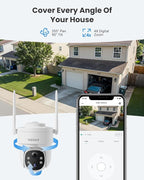 VIZIUUY Solar Security Cameras Wireless Outdoor, 3MP Pan Tilt 360°WiFi Camera with Color Night Vision/PIR Sensor/2-Way Audio/Alexa/Google Assistant
