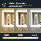 YEELAIT 40x36 Inch LED Bathroom Mirror with Lights (Front Lit and Backlit) Black Framed Lighted Vanity Mirror for Bathroom Wall Dimmable Anti-Fog Memory Tempered Glass Horizontal/Vertical