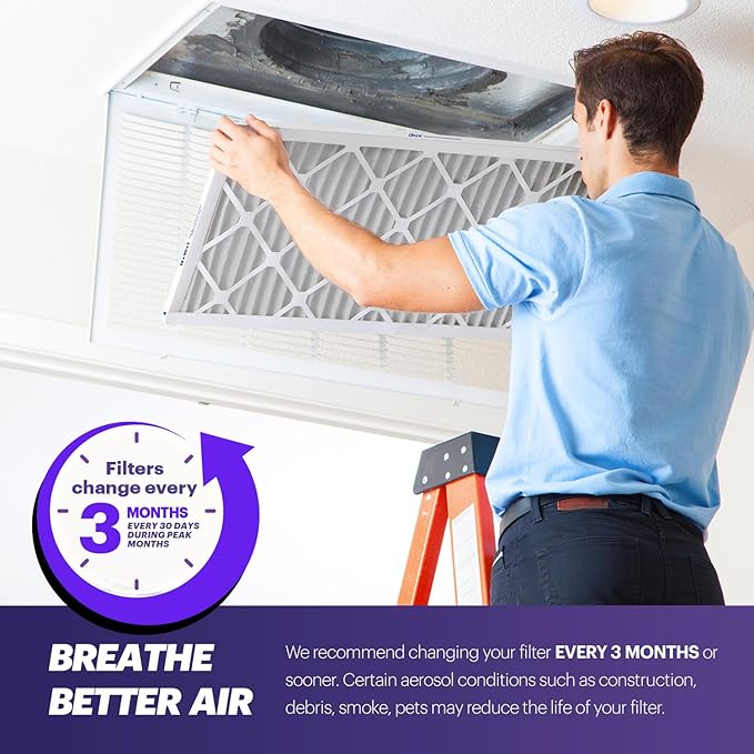 BNX TruFilter 16x24x1 Air Filter MERV 8 (6-Pack) - MADE IN USA – Dust & Pet Defense Pleated Air Conditioner HVAC AC Furnace Filters for Dust, Pet, Mold, Pollen MPR 600 – 700 & FPR 5