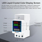Exqutoo Multi-Function Energy Meter Color Digital Energy Meter - Measurement of AC Volts, Amps, Hertz, Watts, PF and Kilowatt-Hours - GT2P-E, AC 80~270V, 0~100A, 0~25KW, 50/60Hz, Rail-Mounted Meter