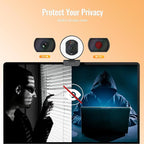 Angetube 4K Webcam with Light for PC: UHD 4K, TOF Auto Focus, Dual AI Noise-Cancelling Mics, 1080p@60FPS, USB Streaming Webcam w/Privacy Cover for Laptop/Mac/Desktop/PC Work w/Zoom/Teams/Google Meet