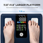 GE Smart Scale for Body Weight, BMI, Fat, Muscle Mass, Digital Bathroom Scales 500lbs Bluetooth 11.8" Large Platform Weighing Machine Health Monitor with App, Dark Blue