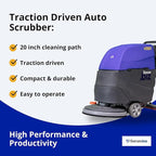 USA-CLEAN X20BT Traction Driven Auto Scrubber Machine Bundle - 20" Cleaning Path, Walk-Behind, Battery-Powered - Includes Pad Driver and Cleaning Pads
