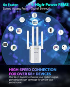 2026 New WiFi Extender Signal Booster, Long Range up to 13355Sq.ft, Wireless Internet Repeater Routers Signal Amplifier for Home, Office, Garage, 8X Faster Access Point with Ethernet Port, 1-Tap Setup