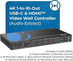 OREI 4K 3x3 Video Wall Controller – HDMI & USB-C Video Wall Processor, 1080p Output per Screen, Multi-Layout Display Modes, 180° Rotation, Bezel Control, RS-232, Audio Extraction