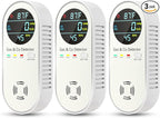 NICGOL 4-in-1 Combination Carbon Monoxide Detectors & Natural Gas Leak Detector - Carbon Monoxide Detectors Plug in - Dual Sensor Gas & Co Detector - Temperature & Humidity Detectors (3 Packs)