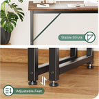Huuger Computer Desk, 63 Inch Office Desk, Gaming Desk with Storage, Writing Desk Work Desk for Home Office, Study, Modern Simple Desk, Large Legroom, Metal Frame, Rustic Brown
