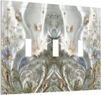 Bvtewkhz Boho Floral Wild Flower 3 Gang Triple Toggle Decorative Light Switch Covers Electrical Faceplate Switch Plates for Bathroom Kitchen Home