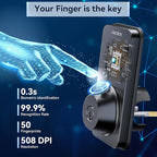 Ulecoce Fingerprint Keypad Deadbolt with Handle Set, Keyless Entry Door Lock, Door Locks for Front Door Lock Set, App Control, Auto Locking, Easy to Install, Matte Black