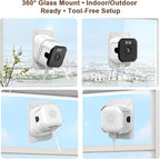 Serounder 2K 3MP Window Camera, Indoor Camera with Dual Band WiFi and Bluetooth, Color Night Vision, Motion Detection, Real Time Alerts, 2-Way Audio, Adhesive Installation