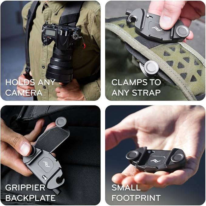 Peak Design Capture Camera Clip V3, Kelp with Plate, Holds DSLR, Compact and Point and Shoot Bodies, Secure, Stable and Accessible, Attaches to Straps and Belts, Quick Release, 200 lb Capacity