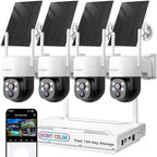 [Night Color] XMARTO 2K HD Wireless Solar Security Camera System with Starlight Color Night Vision, PTZ Control, Long Range WiFi6, Easy Mobile View, HDMI View on Monitor, 0 Monthly Fee, 64GB Micro SD