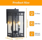 13.5” Dusk to Dawn Sensor Outdoor Wall Lights - 2-Light Large Exterior Lighting Fixtures, Waterproof Porch Lights for Garage, Front Door, Patio & House, Porch Light with E12 Base,Matte Black,1 Pack