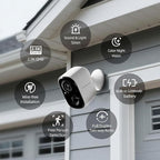 CINMOORE 2.5K Wireless Home Security Cameras Outdoor WiFi, Non-Subscription AI Person Detection, 4MP Color Night Vision, Full Duplex 2-Way Audio, IP66 Waterproof Battery Powered, U.S. AWS Cloud