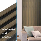 Art3d 8-Pack WPC Wood Slat Wall Panel for Interior Décor, 3D Wood Fluted Acoustic Paneling for Living Room Bedroom Home & Office Accent Wall Decor - 96 x 6 Inch Ebony