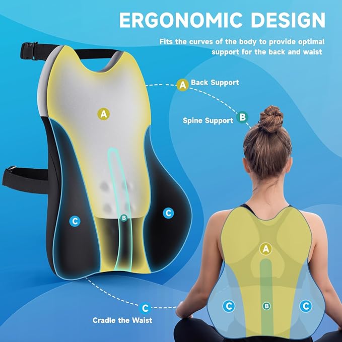 Lumbar Support Pillow for Office Chair Car, Gaming Chair Lower Back Pain Relief Memory Foam Cushion with 3D Soft Cover Enhance Your Driving Comfort Ergonomic Orthopedic Car Back Rest,Stocking Stuffers