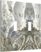 Bvtewkhz Boho Floral Wild Flower 2 Gang Double Toggle Decorative Light Switch Covers Electrical Faceplate Switch Plates for Bathroom Kitchen Home
