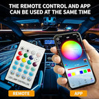 Ambient Lighting Car Led Lights Interior with APP, USB Powered Acrylic Neon Flexible Strip Fiber Optic LED Ambient Lighting kit,4 in 1 RGB Sound Active Music Lights Sync Car Decorations