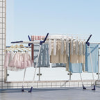 APEXCHASER Clothes Drying Rack - Foldable Laundry Rack Indoor Outdoor, Gullwing Drying Rack Clothing with 10pcs Clips + Bag, Collapsible Space-Saving Clothes Rack for Drying Towels Dolls, White