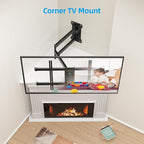HCMOUNTING Pre-Assembled Corner TV Wall Mount for 32-80" TVs, Full Motion with Smooth Gliding Extension, 30" Long Arm, Single Stud Installation Holds 100lbs, Max VESA 600x400mm
