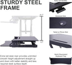 Rocelco 43" Height Adjustable Standing Desk Converter - Tall Sit Stand Up Tabletop Riser with Tablet Slot - Home Office Computer Workstation - Deep Keyboard Tray for Laptop Mouse - Black (R VADRB-43)