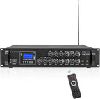 Sound Town Commercial Sound System with a 3-Zone Low-Impedance Bluetooth Amplifier, 6 x 5 Coaxial Wall-Mount Speaker Set for Indoor Installation, Black (STCA6130X6CM5B)