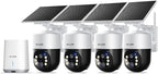 SOLIOM Security Cameras Wireless Outdoor,8MP Ultra HD for Day and Night, No Subscription,Built in Radar,Solar Powered Cameras for Home Security, 360° Pan Tilt Auto Tracking,5G & 2.4G WiFi, 4-Cam Kit