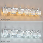 BBLLWJ 6 Light Bathroom Vanity Light Modern Chrome Vanity Light Fixtures Bathroom Light Fixtures Over Mirror Crystal Vanity Lighting Fixtures