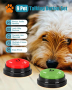 Dog Buttons for Communication, 9 Pcs Dog Talking Button Set, 30s Voice Recording Speaking Button Pet Speech Training Buzzers with 30 Scene Stickers and Waterproof Anti-Slip Mat for Animal Training