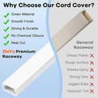 126in Cord Hider Kit, ZhiYo Wire Hiders for TV on Wall, Paintable Cable Management Kit, Wire Cover for Wall Mount TV, White Cable Raceway, Cord Cover Wire Management Kit, 8 x L15.7in W1.18in H0.67in