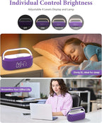 COLSUR Bluetooth Speaker Alarm Clock with Wireless Charger, FM Radio, Adjustable LED Night Light, 6 in 1 Bedroom Portable Speaker 2500mAh, Phone Stand for Bedside, Home, Office, Gift (Purple)