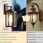 LTBLIGHT 2-Pack Dusk to Dawn Porch Light, Farmhouse Brown Outdoor Lights Wall Mount, Waterproof Anti-Rust Wall Sconces for House, Yard, Entryway, Garage, 100-120Vac