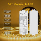 icever 5in1 WB5 LED Controller Bluetooth Control 2.4GHz Dimmable CCT RGB RGBW RGBCCT COB LED Strips - Compatible with Tuya App Echo Alexa Google Home Voice Control