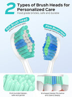 COSLUS Sonic Electric Toothbrush for Adults: 47000 VPM for Deep Cleaning & Whitening with Travel Case - 5 Modes for Sensitive Teeth & Braces, Wireless Charging, 6 Brush Heads, Pink & Green (2PCS)