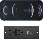 Jgstkcity Conference Recessed Power Strip Socket 9.8Ft Cord,Furniture Flush Mount Charging Station,Desktop Power Grommet Power Strip with 2 Outlets,2 USB Ports,Desk Outlet for Side Table or End Table