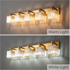 FDPBY Modern 5-Light Gold Brushed Brass Finish Crystal Wall Light for Bathroom Vanity