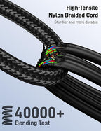 KAYQINHO 6.6FT USB A Male to 3 Female Cable, USB Splitter Cable for Mac, Xbox, Laptop, Tablet, Smartphone Data Transmission, Card Reader, Keyboard, PS4, PS5, Mouse. ﻿