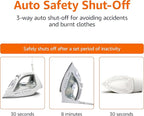 Amazon Basics Steam Iron for Clothes with Safety Auto Shut-Off, Handheld Steamer, Steel Soleplate, 1700-Watt, 1.62ft, Gray