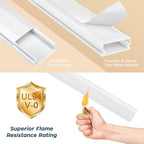 YCLYC 110in Cord Covers for Wires on Wall Kit, Large Cord Hider Wall Kit, Wire Covers for 3-4 Cords on Wall, White TV Cable Hider Cable Raceway, Simple Setup Wire Hider, W1.2 X H0.6in