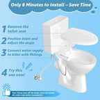 Ultra-Slim Bidet Attachment for Toilet, Non-Electric Dual Nozzle (Rear & Feminine Wash), Adjustable Fresh Cold Water Pressure, Stainless Steel Inlet, Easy to Install(Blue & White)