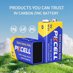 PKCELL 9V Batteries, 16 Pack 9 Volt Batteries Carbon Zinc, 9V Battery for Smoke Detector, Alarms, 6F22 Square Battery