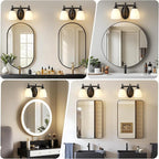 EJIAXIN 2 Lights Bathroom Vanity Light, Black Bath Vanity Light Modern Bathroom Vanity Lights Vintage Style for Living Room Cabinet Bedroom About Mirror