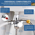 SonTiy Hot and Cold Bidet Mixing Valve Kit, Upgrade Brass 4 Way Warm Bidet T-adapter valve for Handheld Toilet Sprayer Seat Bidet Attachment with Two Tee Connector and 79inch Shower Hose
