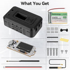 Meshnology 1 Set ESP32 LoRa V3 Module Board with 915 MHz Antenna + 3000mAh Battery + Protect Case - WiFi Blue Tooth SX1262 CP 2102 0.96” OLED Display Type C for Ar duino Meshtastic IOT (N35, Black)