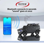 WSTER WS-696 Solar Bluetooth Replica Speaker – Portable Modern Off-Road Car Design with HD Sound, TWS, LED Party Light, USB/TF Playback, FM, Built-in Microphone, Surprise Gift(Black)